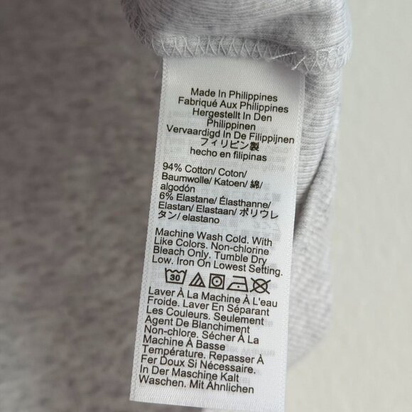 J.Crew Short Sleeve Ribbed Boatneck Tee in Heather Charcoal White, Size Medium - Picture 5 of 6